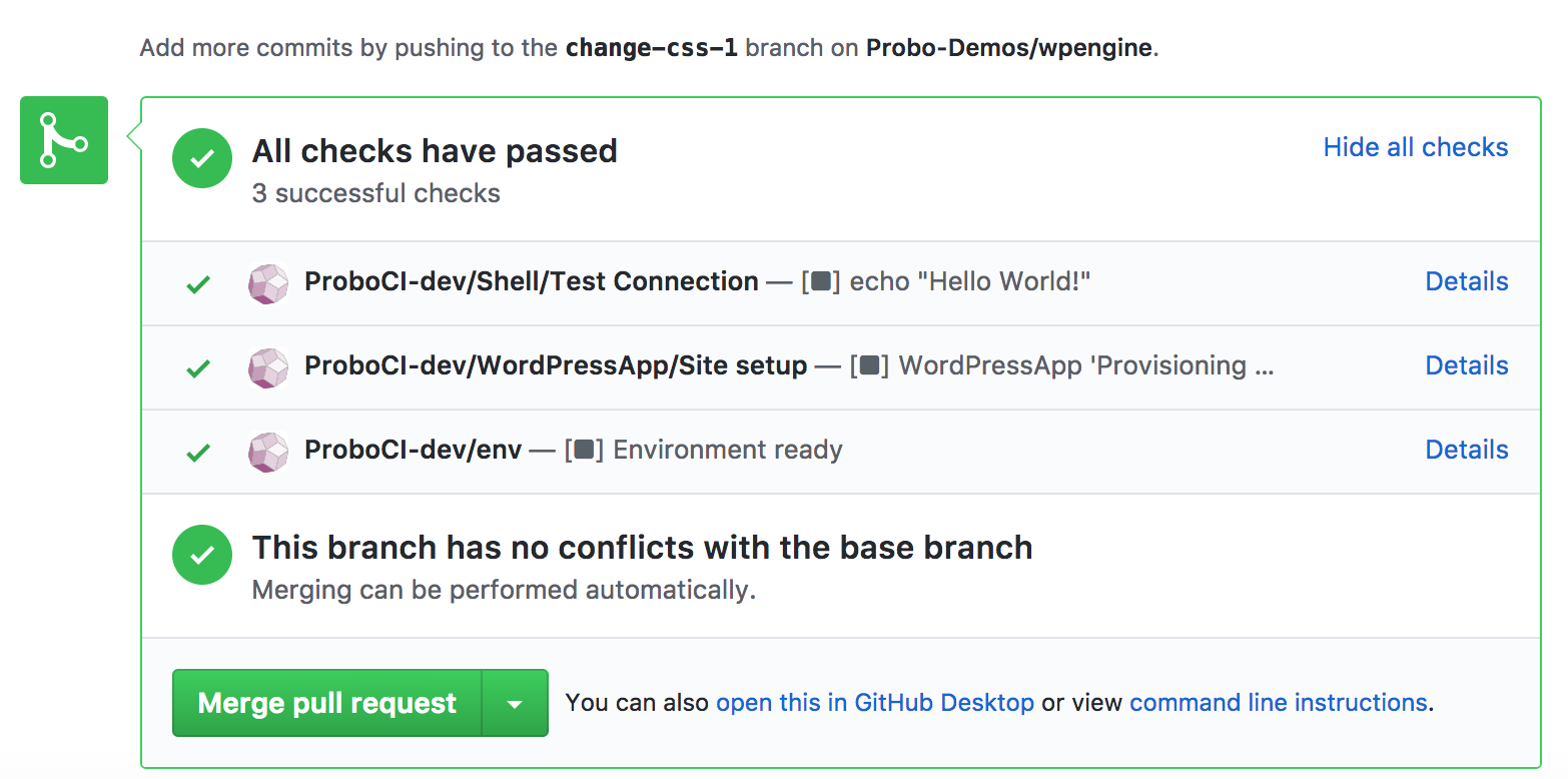 More details on each check that has passed